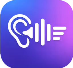Hearless app icon — an ear and sound wave on a blue-to-violet tile